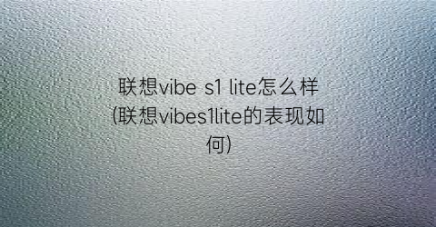 联想vibes1lite怎么样(联想vibes1lite的表现如何)